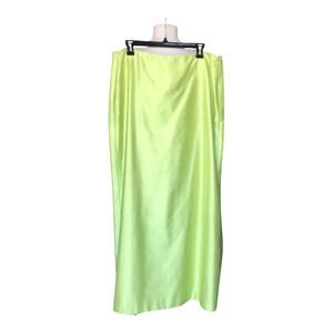 Carmen Marc Valvo Collection Lime Green Satin Midi Skirt Women's Size 10